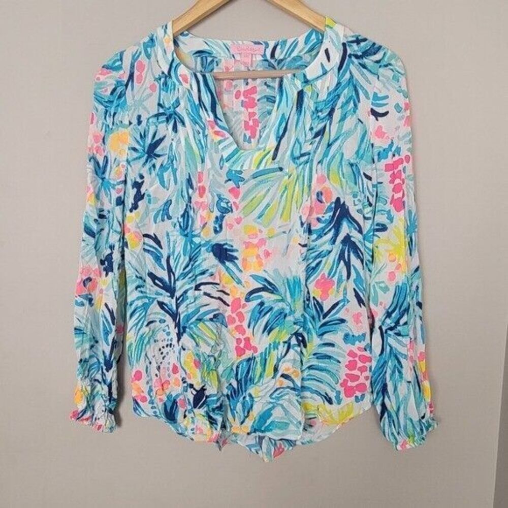 Lilly Pulitzer Colby Blouse Serene Blue Tippy Top Blouse XXS